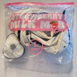 NEW Strawberry Milk Mob Bikini TOP, Large French Kiss Top, Strapless Swim Suit